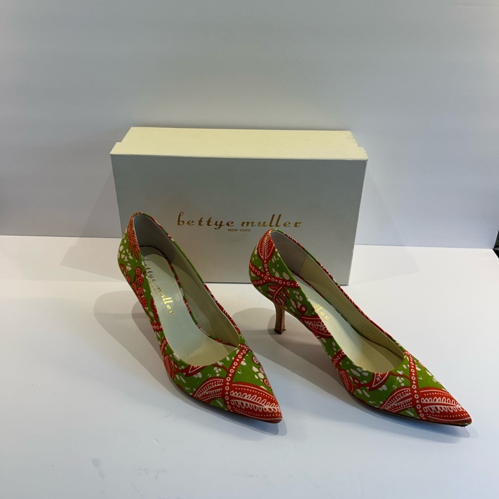 Bettye Muller Vibrant Red and Green Heels